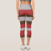 Harmony Stripes Horizontal Lines Gray Red Brown Capri Leggings (Rückseite)