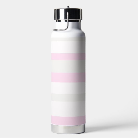 Harmony Stripes Horizontal Lines Grey Pink White Trinkflasche (rechts)