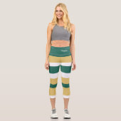 Harmony Stripes Lines Green Gold White Capri Leggings (Vorderseite)