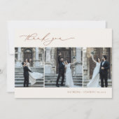 HARMONY Terracotta Minimalistisch 3 Foto Hochzeit Dankeskarte (Vorderseite)