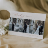 HARMONY Terracotta Minimalistisch 3 Foto Hochzeit Dankeskarte