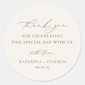 HARMONY Terracotta Minimalistisch Wedding Vielen D Runder Aufkleber (Vorderseite)