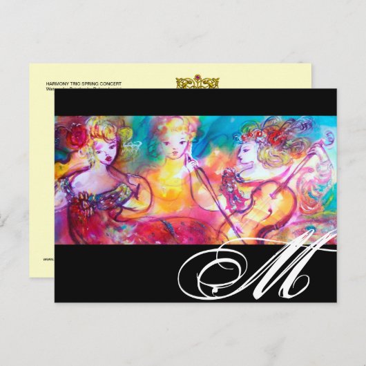 HARMONY TRIO SPRING CONCERT MONOGRAM POSTKARTE (Vorne/Hinten)