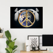 Harmony World Peace Globe World Earth Dove Poster (Heimbüro)