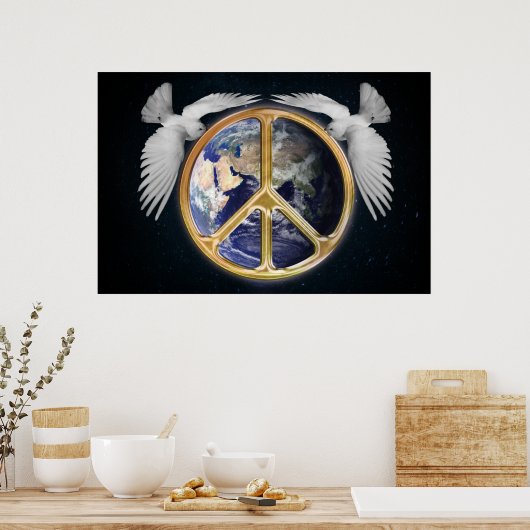Harmony World Peace Globe World Earth Dove Poster (Küche)