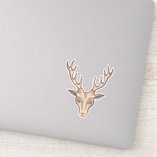 Harnbraun-Hirschkopf-Schwarz-Schnürsenkel Aufkleber