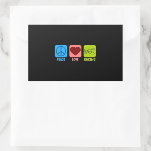 Harness Racing Peace Liebe Rechteckiger Aufkleber (Tasche)