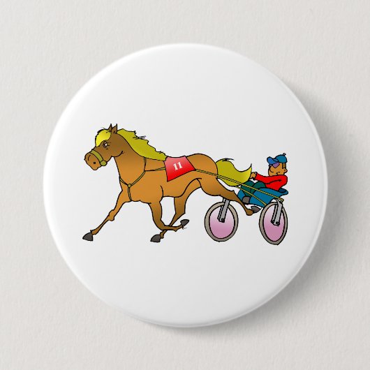 Harness Racing Pferd und Fahrer Button (Vorderseite)