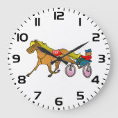 Harness Racing Pferd und Fahrer Große Wanduhr (Vorderseite)