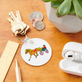 Harness Racing Pferd und Fahrer Schlüsselanhänger