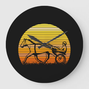 Harness Racing Race Pferd Sunset Silhouette Große Wanduhr