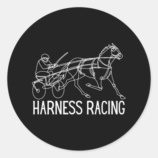 Harness Racing Standardpferd Sulky Pferd Runder Aufkleber (Vorderseite)