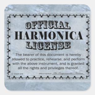 Harnonica License Square Aufkleber