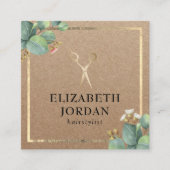 Harnsteine Gold Schere Rustikale Foliage Kraft Quadratische Visitenkarte (Vorderseite)