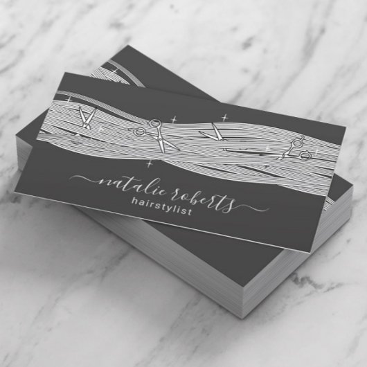 Harnsteine Langhaar & Scheren Dunkelgrauer Salon Visitenkarte