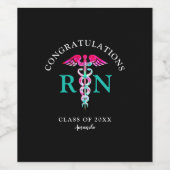 Harnstoff Abschluss Schwarz Rosa Aquamarinen Perso Weinetikett (Einzelnes Label)