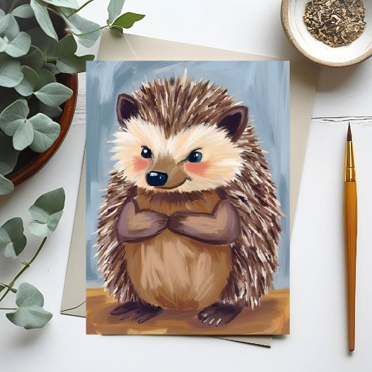 Harold der Igel | Süßes Tier Wasserfarbe Postkarte