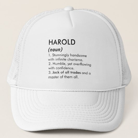 Harold name, Editable name, Custom name Truckerkappe (Vorderseite)