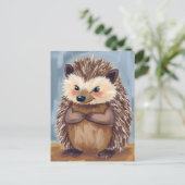 Harold the Hedgehog | Cute Animal Watercolor Postkarte (Stehend Vorderseite)