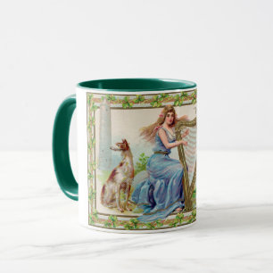 Harp and Dog, Kleeblatt, St. Patrick's Day Tasse