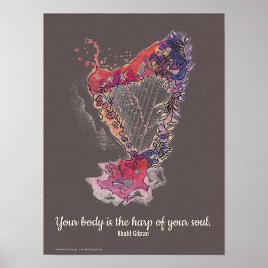 Harp Art Poster Khalil Gibran Quote (Vorne)