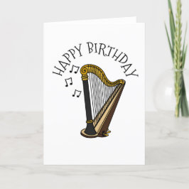 Harp Birthday Card Harpist String Musician Dankeskarte