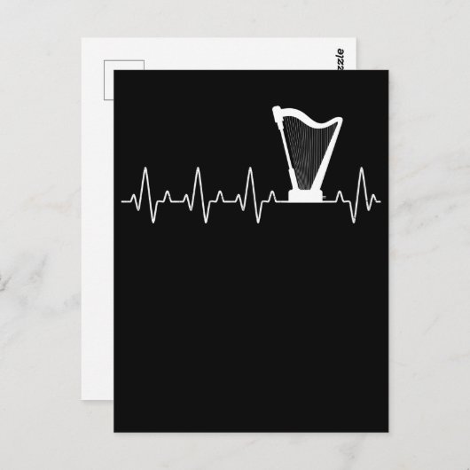 Harp Heartbeat Musician Harp Player Postkarte (Vorne/Hinten)