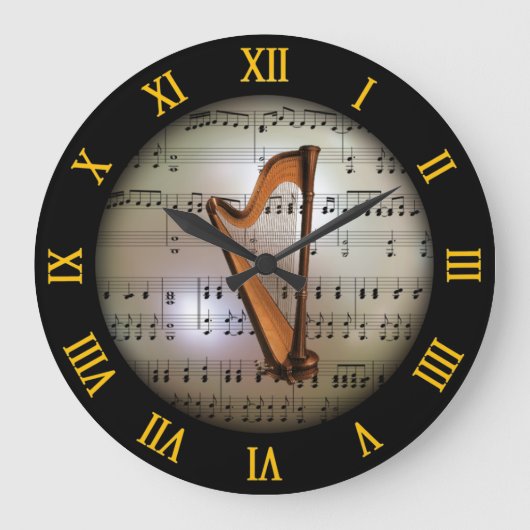 Harp ~ Hintergrund "The Musical Planet" * ~ Große Wanduhr (Vorderseite)