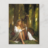 Harp Lady Postcard | Bezaubernde Frau mit Harp Postkarte (Vorderseite)