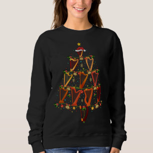 Harp Music Lover Xmas Weihnachtsmannmütze Harp Wei Sweatshirt