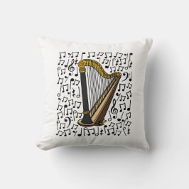 Harp Musical Notes, Harpist Music Teacher Kissen