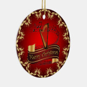 Harp ~ Musical Scroll ~ Frohe Weihnachten ~ * ~ Keramik Ornament (Rechts)