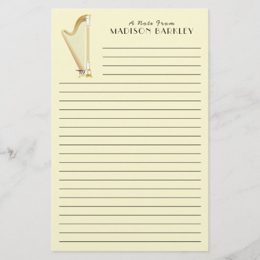 Harp Musician Music Teacher Briefpapier (Vorderseite)
