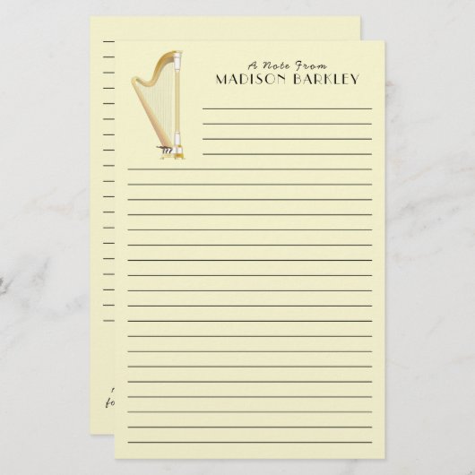 Harp Musician Music Teacher Briefpapier (Vorne/Hinten)