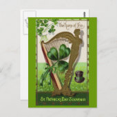 Harp of Erin Vintag St. Patrick's Day Postkarte (Vorne/Hinten)