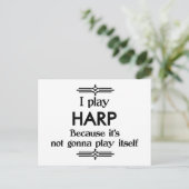 Harp - Play Itself Funny Deko Music Postkarte (Stehend Vorderseite)