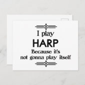 Harp - Play Itself Funny Deko Music Postkarte (Vorne/Hinten)