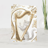 Harp-Playing Cat Greeting Card – Ornate Elegance Karte (Rückseite)