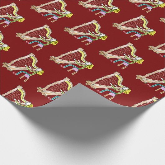 Harp Playing Stickman Geschenkpapier (Ecke)