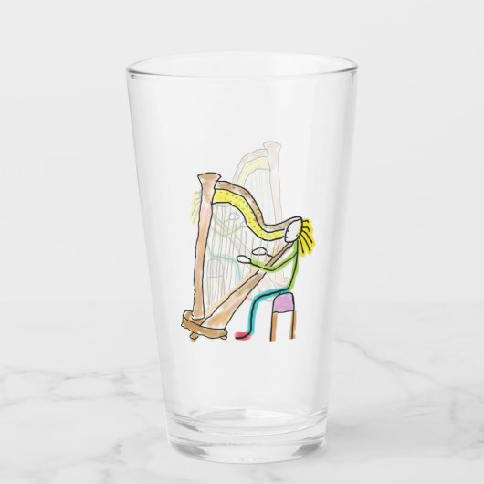 Harp Playing Stickman Glas (Rückseite)