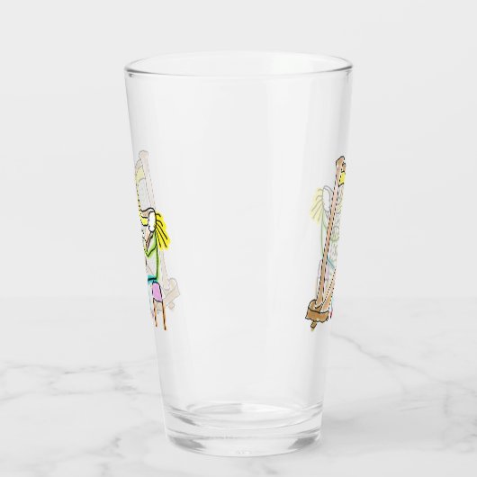 Harp Playing Stickman Glas (Links)