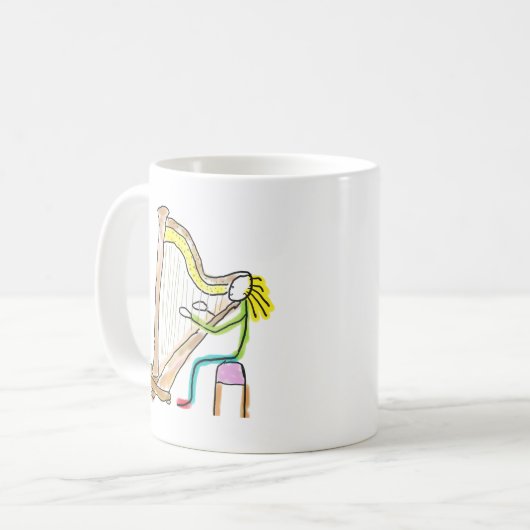 Harp Playing Stickman Kaffeetasse (Vorderseite Links)