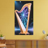 harp strings transform into a shimmering spiderweb leinwanddruck (Insitu (Wohnzimmer))