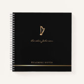 Harp Teacher Stilvolle Script Music Gold Black Notizblock (Vorderseite)