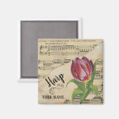 Harp Tulip Vintage Noten individuell angepasst Magnet (Vorderseite/Rückseite)