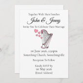 Harp Wedding Invitation Harpist String Musicians Einladung (Vorne/Hinten)