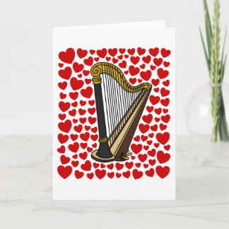 Harp With Hearts Valentines Anniversary Card Feiertagskarte