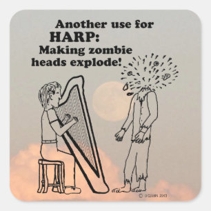 Harp Zombie Explode Square Sticker