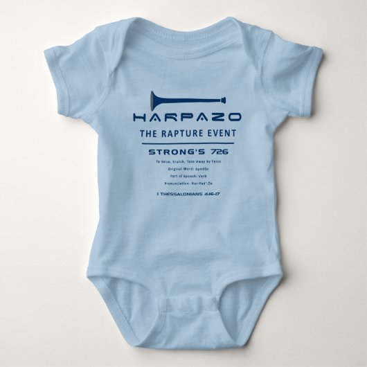 Harpazo Rapture Event Baby Strampler (Vorderseite)