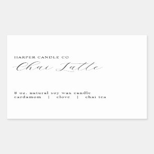 Harper Chai Latte Style Matte Candle Label Rechteckiger Aufkleber